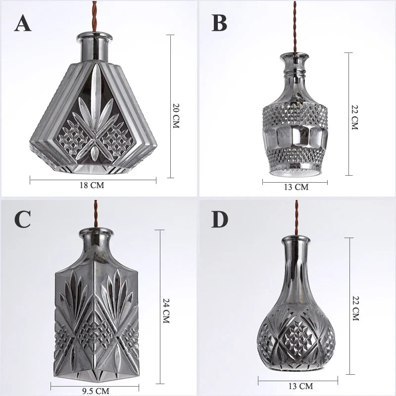 Axyaa Vintage Wine Bottle Pendant Lights with Glass Shade