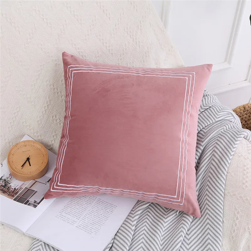 Axyaa Velvet Embroidery Cushion Cover | Home Decor Pillow Case 45x45cm