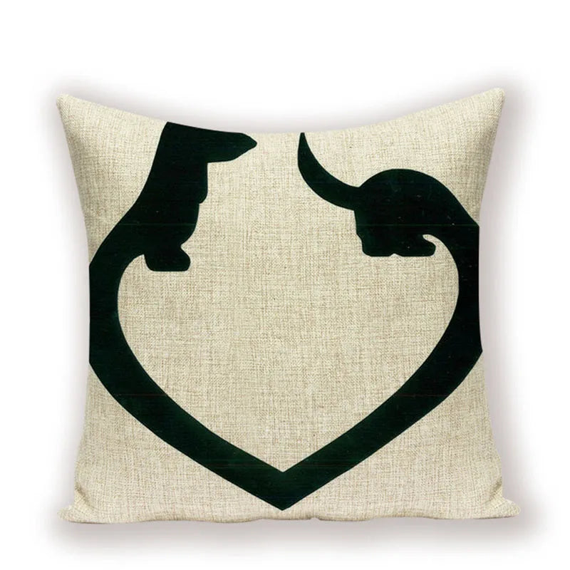 Dachshund Linen Pillow Cover for Sofa Decor Axyaa Home Decorative Cushion Case