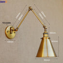 Axyaa Vintage Industrial Swing Arm Wall Lamp Gold Copper LED Sconce