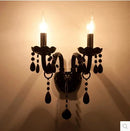 Axyaa Crystal Wall Lamp with LED Bulbs, Black Finish, 1/2 Head