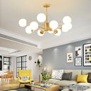 Axyaa Gold Lustre Glass Chandelier: Elegant E27 Bulb Lighting for Dining and Living Room