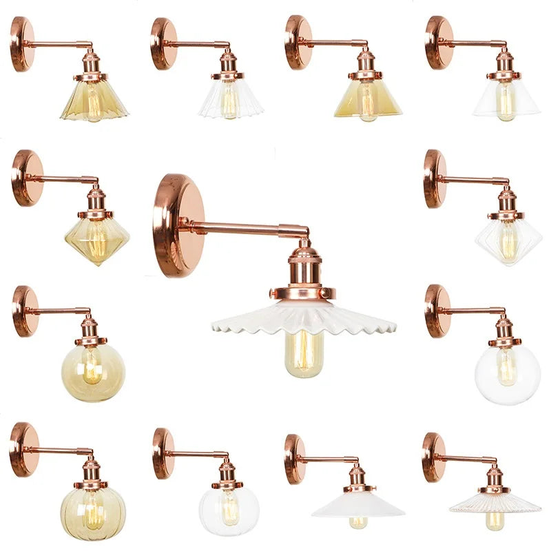 Axyaa Nordic Rose Gold Wall Lamp LED Sconce for Bedroom Bathroom Mirror