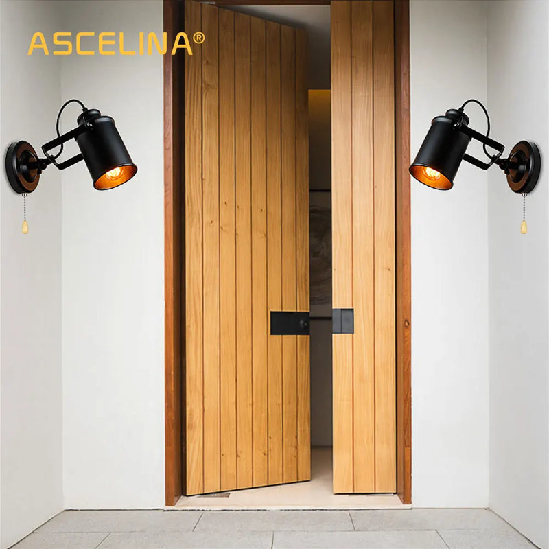 Axyaa Vintage Industrial Wall Sconce with Pull Chain Switch