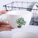 Axya Nordic Green Plant Ceramic Square Eating Bowl