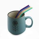 Axyaa Stainless Steel Colorful Bent Straws Set with Cleaner Brush