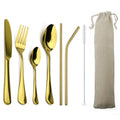 Axyaa 6-Piece Blue Dinnerware Set with Colorful Stainless Steel Cutlery