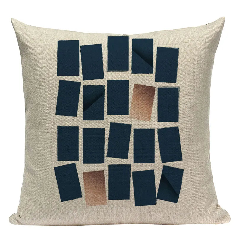 Axyaa Striped Geometric Cushion Cover 45x45cm in Black, Blue