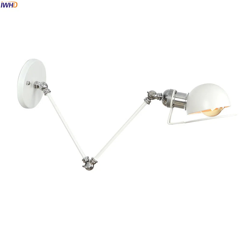 Axyaa White Swing Arm Wall Sconce - Adjustable Bedroom Stair Bathroom Lighting