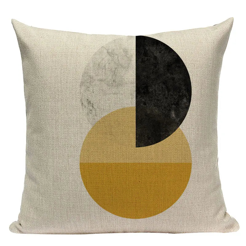 Nordic Geometric Deer Cushion Cover - Axyaa Yellow Heart Throw Pillow Case
