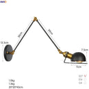 Axyaa Adjustable Swing Arm Wall Lamp Sconce, Vintage Loft Bedroom Lighting