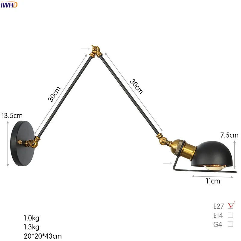 Axyaa White Swing Arm Wall Sconce - Adjustable Bedroom Stair Bathroom Lighting