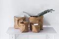 Axyaa Round Brown Paper Bag Storage Hamper - Versatile, Washable, Rustic.