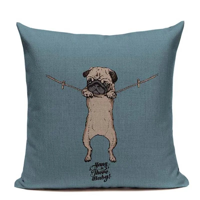 Axyaa Pug Dog Square Cushion Cover 45x45cm Home Decor