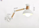Axyaa Modern Nordic Wooden LED Swing Arm Wall Lamp Fixtures for Living Room & Bathroom