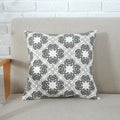Axyaa Grey Pink Geometric Embroidered Cotton Cushion Cover 45x45cm