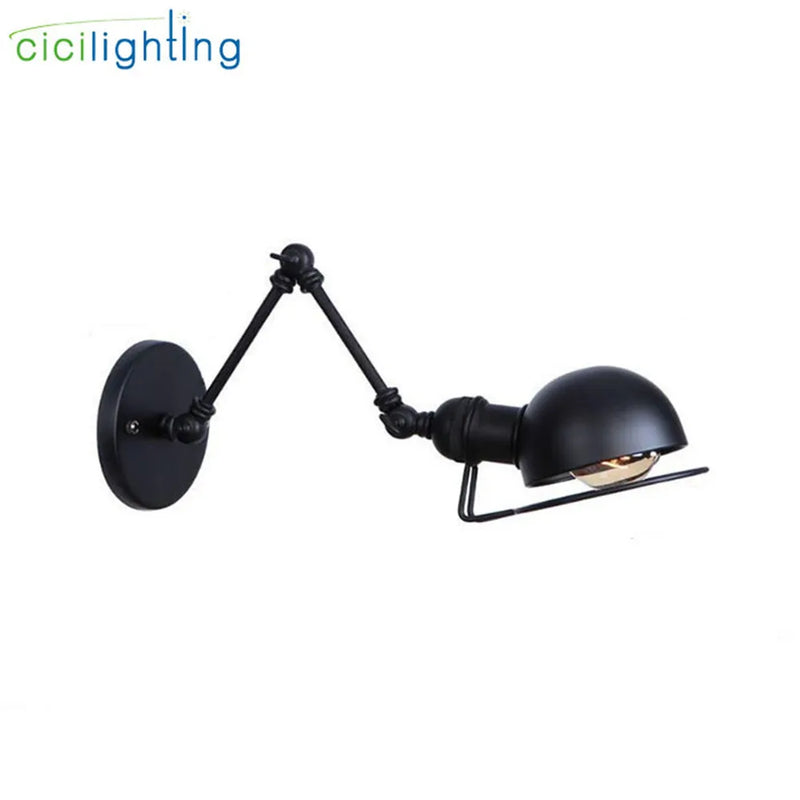 Axyaa Double Swing Arm Wall Light with Metal Lampshade, Industrial Design