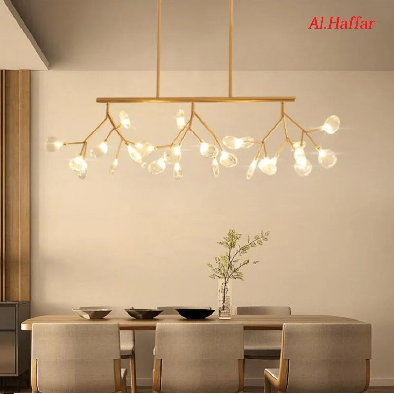 Axyaa Firfly LED Rectangle Pendant Lamp, Black/Gold for Dining Room & Kitchen