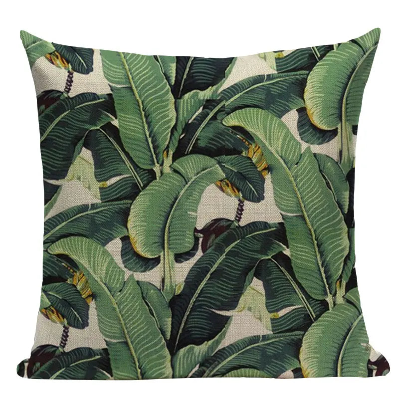 Axyaa Tropical Leaves Pillowcases - Rainforest Style Plant Cushion Covers
