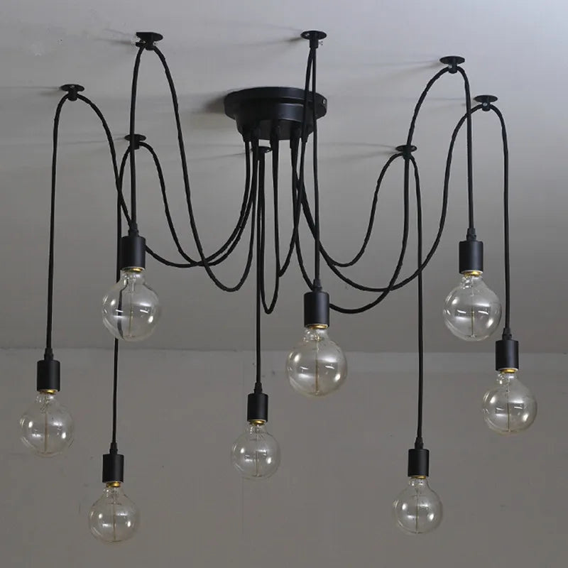 Axyaa Nordic Spider Black Pendant Light Chandelier Industrial Ceiling Fixture
