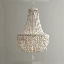 Axyaa Retro Industrial Wood Pendant Light, Vintage White/Gray Bead Suspension Lamp