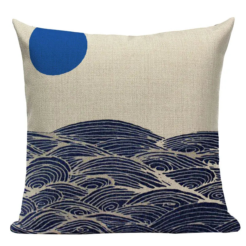 Axyaa Ukiyo Style Fuji Mountain Throw Pillow Cover