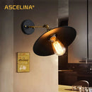 Axyaa Vintage Industrial Wall Sconces Metal Lampshade E27 Edison Bulbs