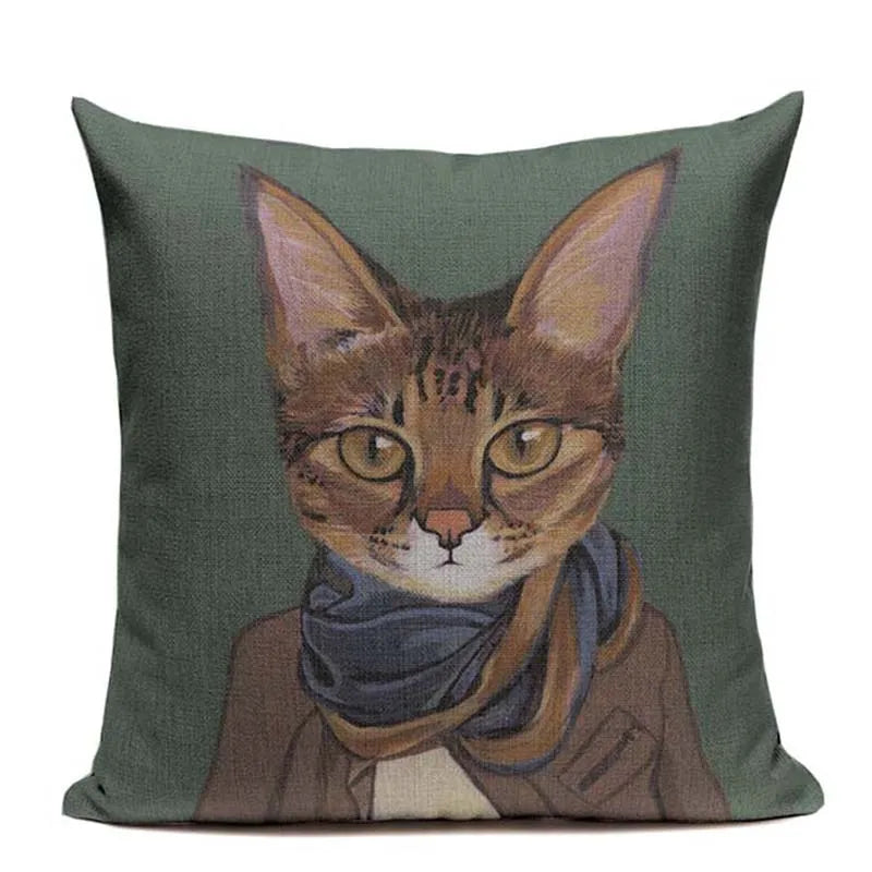 Axyaa Cartoon Cat Cushion Cover: High Quality Linen Sofa Home Decor Pillowcase