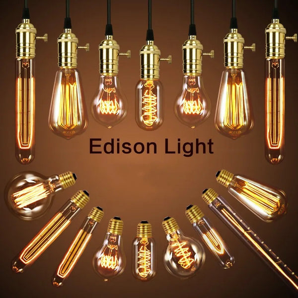 Axyaa Vintage Copper Pendant Lights with Edison Bulb in Golden/Chrome Finish