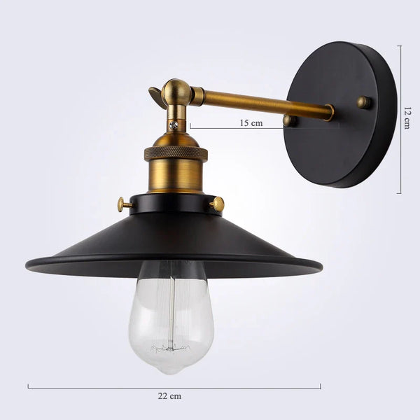Axyaa American Vintage Wall Lamp 22cm Diameter E27 Bedside Indoor Lights 110V/220V