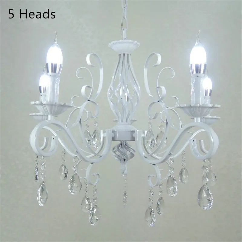Axyaa Retro Wrought Iron Crystal Chandelier with E14 Candle Lights