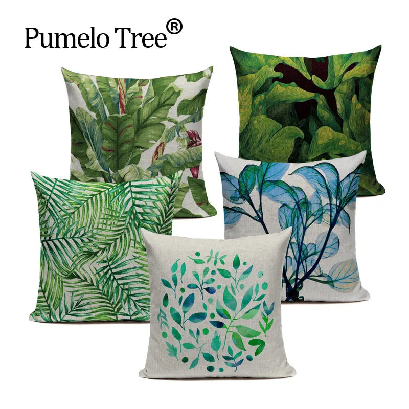 Axyaa Tree Green Cushion Cover: Green Decorative Flower Sofa Car Pillow
