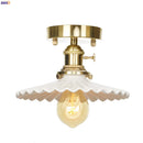 Axyaa Nordic White Ceramic LED Ceiling Light - Copper Ceiling Lamp
