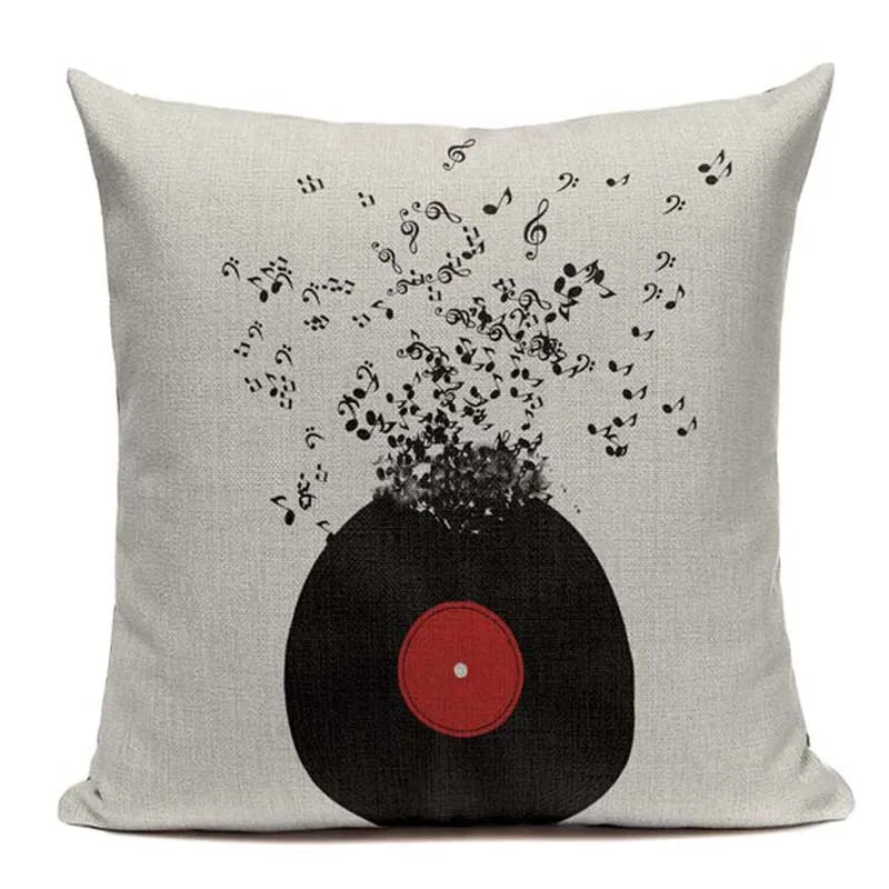Axyaa Music Series High Quality Cotton Linen Cushion Cover Pillow Case