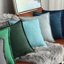 Axyaa Suede Fringed Pillow Case Green Navy Blue Grey Cushion Cover