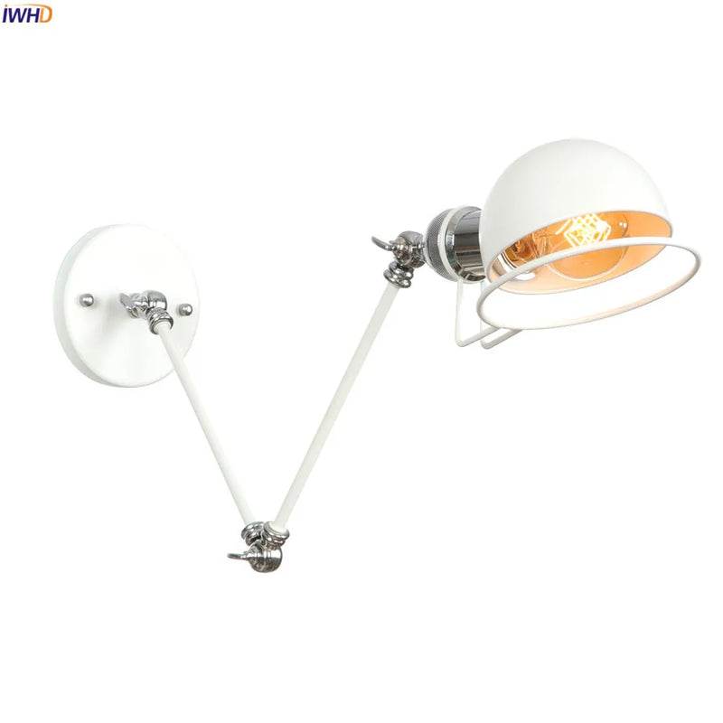 Axyaa White Swing Arm Wall Sconce - Adjustable Bedroom Stair Bathroom Lighting