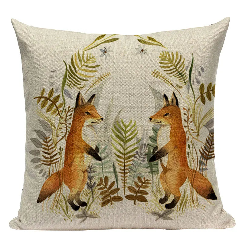 Axyaa Velvet Deer Floral Stripes Pillow Cover for Sofa Beds and Car
