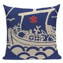 Axyaa Japanese Style Sofa Pillow Cover 45x45cm - Jin Wind and Carp Pattern