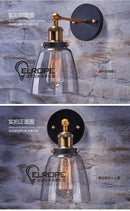 Industrial Retro Wall Sconce by Axyaa with Glass Lampshade, Vintage Loft Fixtures