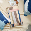 Axyaa Pink Blue Abstract Geometric Cotton Cushion Cover 45x45cm