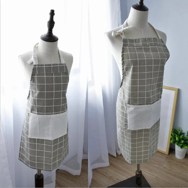 Axya Cotton Linen Kitchen Apron Set for Cooking Baking, Parent-child Adjustable Pinafore
