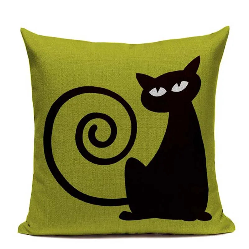 Axyaa Hand Painted Cat Eyes Linen Pillow Cover, Nordic Style, Black White Pattern