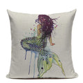 Axyaa Mermaid Pillowcase Ocean Style Cushion Cover 45x45cm Square Home Decor
