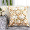 Axyaa Geometric Embroidered Cushion Cover in Grey, Yellow & Blue Canvas Cotton