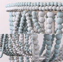 Axyaa Vintage White Wood Beads Chandelier - Retro Drop Light for Bedroom & Dining Table