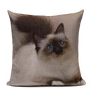 Axyaa Cute Cat Hand-Painted Linen Pillow Cover Black White Yellow