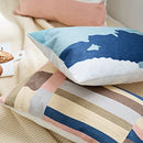 Axyaa Pink Blue Abstract Geometric Cotton Cushion Cover 45x45cm