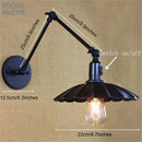 Axyaa Retro Swing Arm Industrial Wall Lamp Black On/Off Switch Sconce Iron