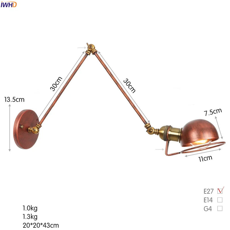 Axyaa White Swing Arm Wall Sconce - Adjustable Bedroom Stair Bathroom Lighting