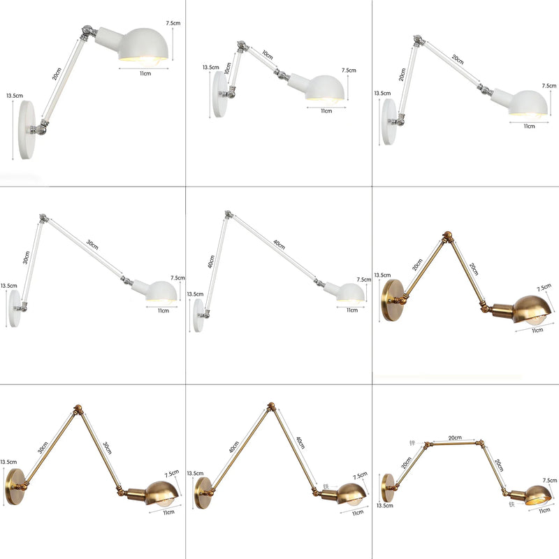 Axyaa Retro Wall Sconce Mounted Extension Arm Reading Lamp